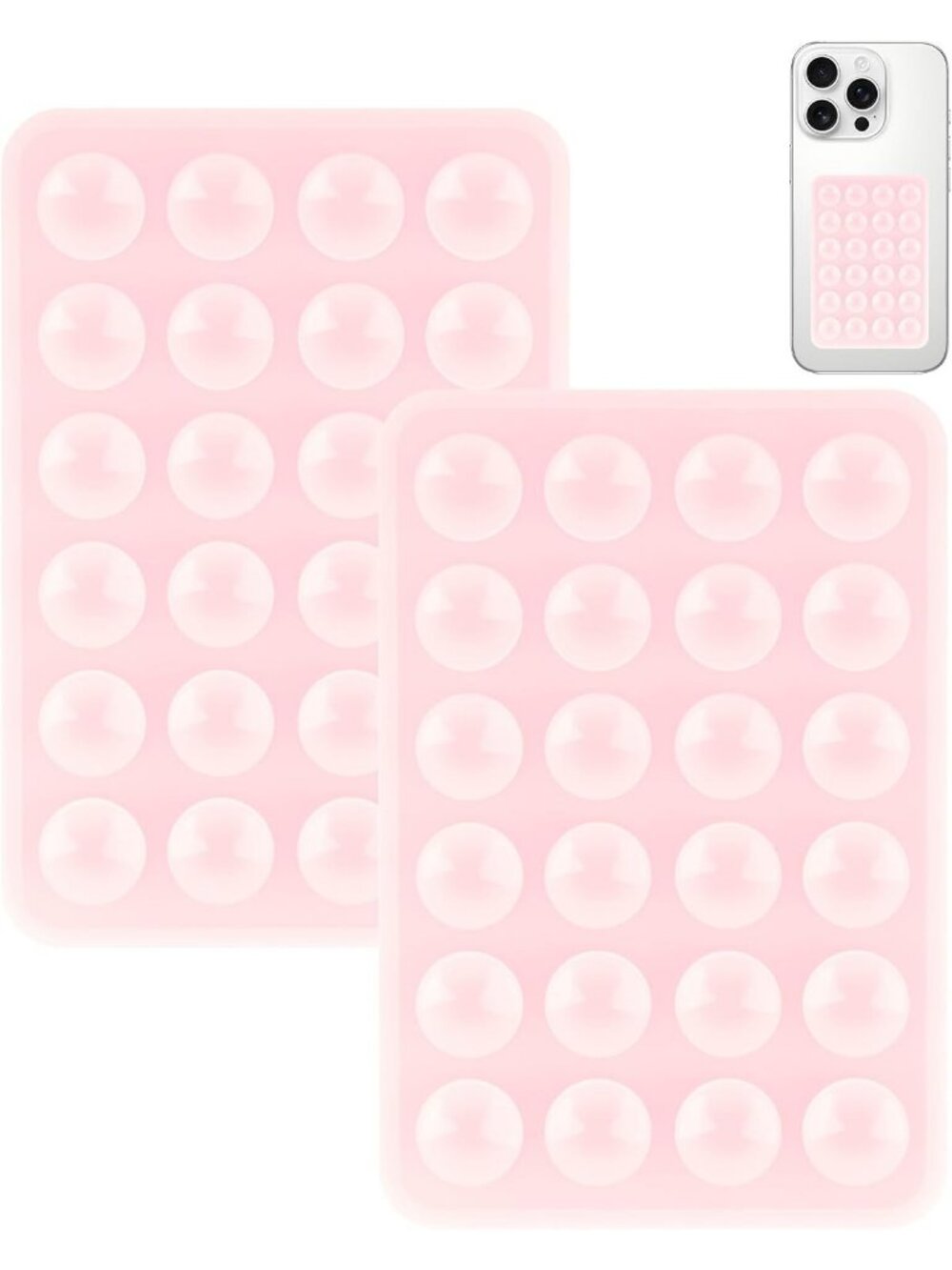 2 Pack Light Pink Silicone Suction Phone Mount Silicon Adhesive Smartphones Case